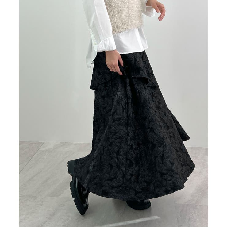 高級感漂う。ジャガードフラワーティアードスカート | futier land | 詳細画像13 