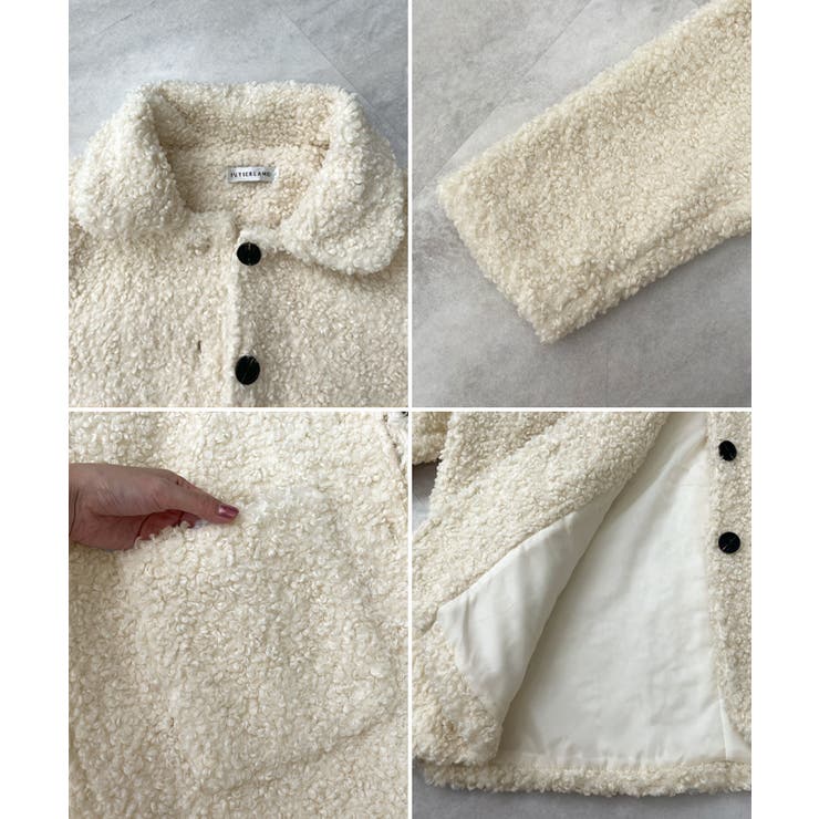 襟付きで品よくあったか。襟つきカーリーボアコート | futier land | 詳細画像8 