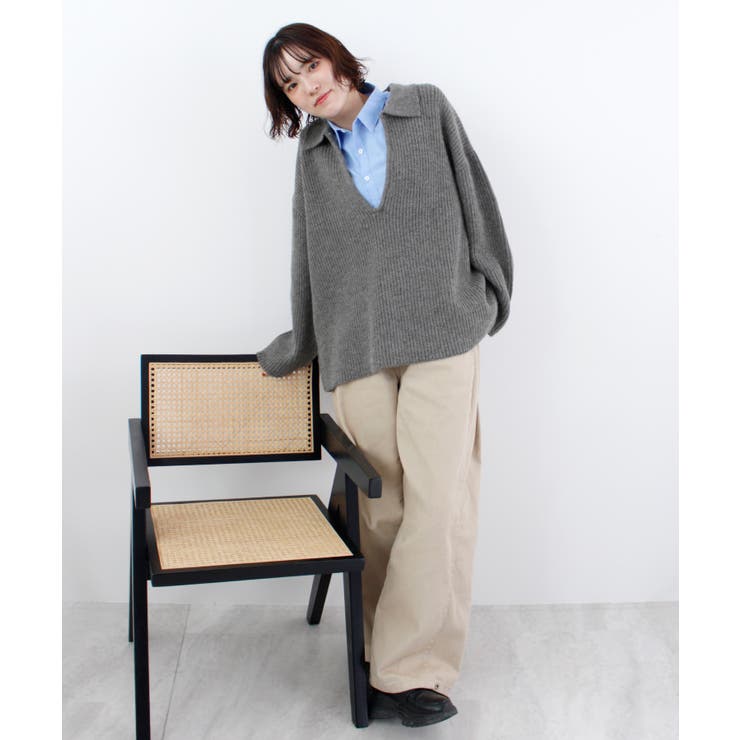 《ABYS》アルパカタッチ襟付きキーネックプルオーバー | futier land | 詳細画像22 