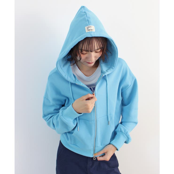 ブルー | 《ABYS》クロップド丈が相性抜群◎ダブルジップショート丈パーカー  | futier land