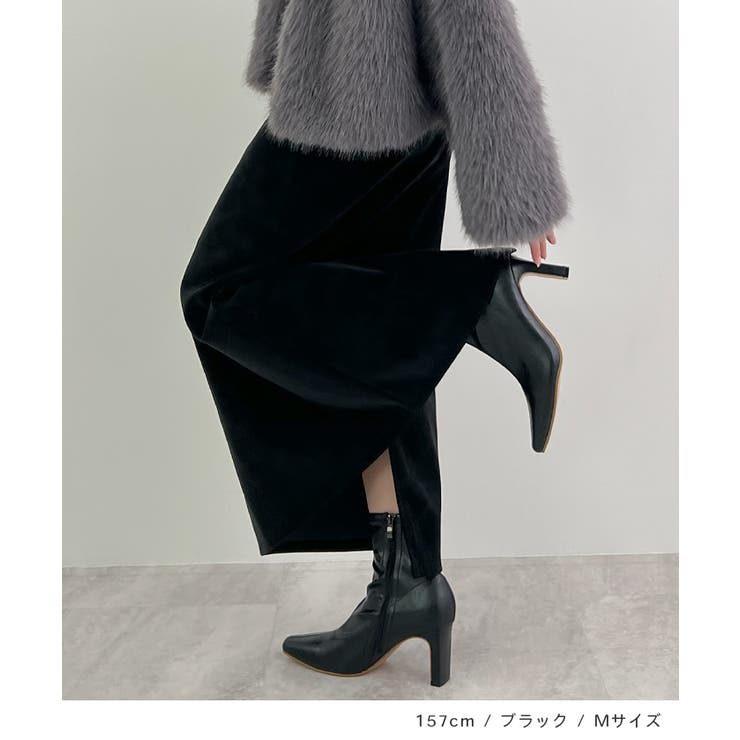 上品な質感が魅力。フェイクスエードナロースカート | futier land | 詳細画像7 