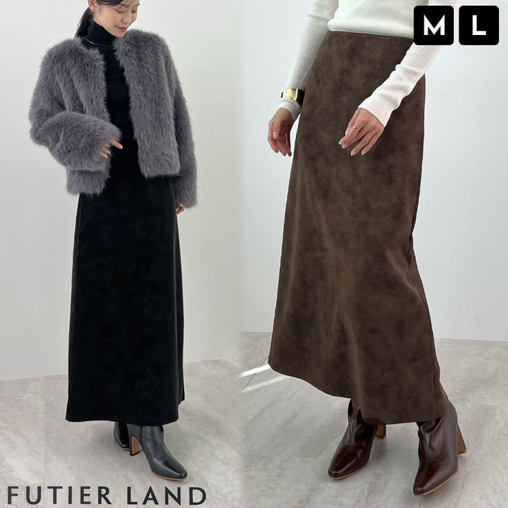 上品な質感が魅力。フェイクスエードナロースカート | futier land | 詳細画像1 