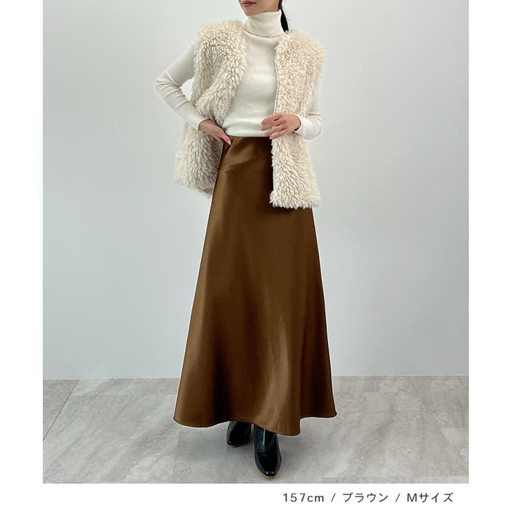 上品なツヤで洗練スタイルに。厚地サテンスカート | futier land | 詳細画像7 