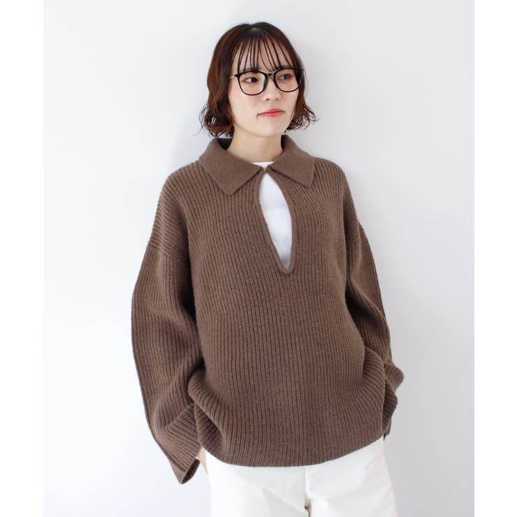 《ABYS》アルパカタッチ襟付きキーネックプルオーバー | futier land | 詳細画像11 