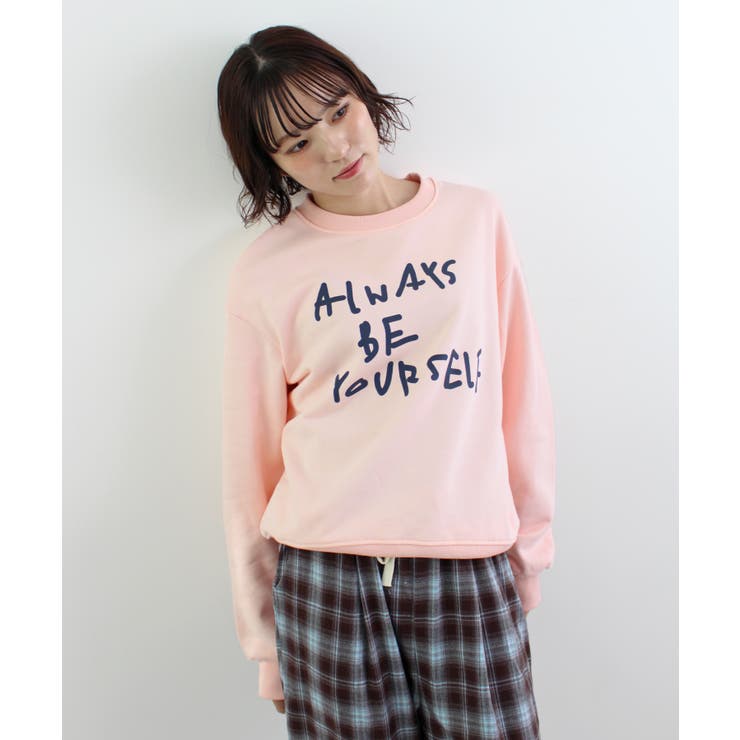 ライトピンク | 《ABYS》カジュアルに映える。配色ロゴプリント裏毛スウエット | futier land