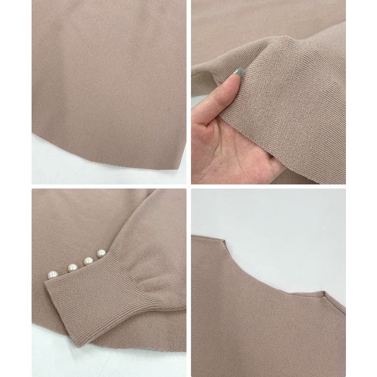 上品な大人のキレイめスタイル。袖口パールドルマンニット | futier land | 詳細画像11 