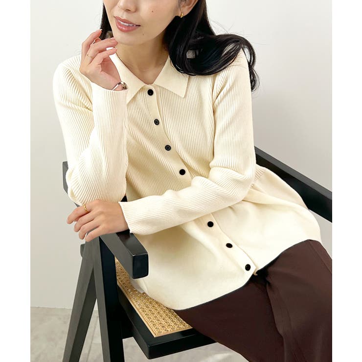 アイボリー | 春新色追加！上品な大人へ。ペプラムリブニット | futier land