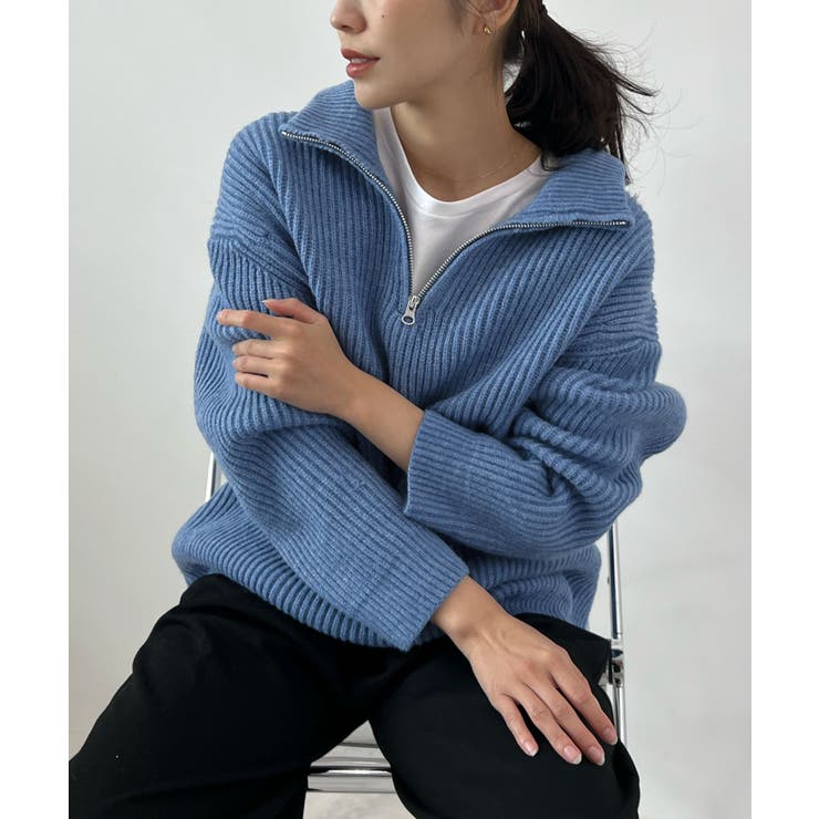 ジップで魅せるこなれニット。ハーフジップニットプルオーバー | futier land | 詳細画像12 