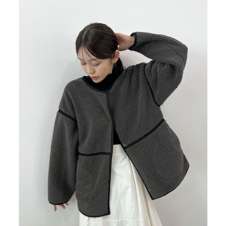 こなれ配色で差がつく。配色パイピングボアブルゾン | futier land | 詳細画像24 