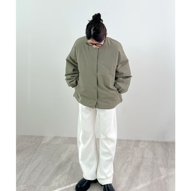 1枚で即こなれ感。サイドジップノーカラー中綿ジャケット | futier land | 詳細画像34 