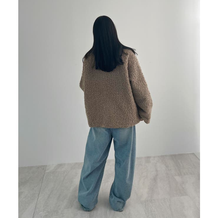 襟付きで品よくあったか。襟つきカーリーボアコート | futier land | 詳細画像11 