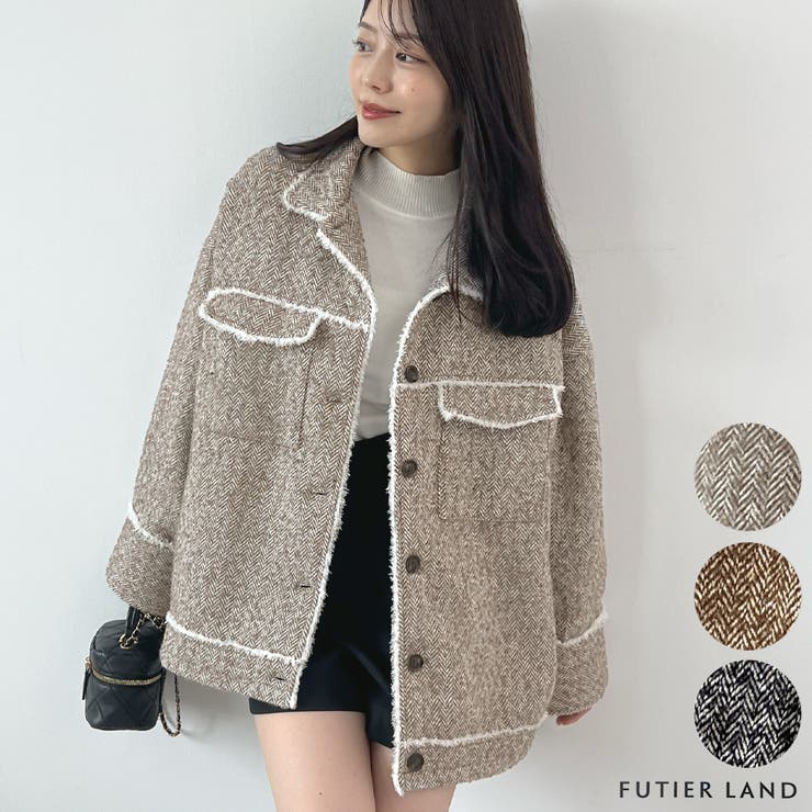 さらっと羽織って今っぽく。ツイードフリンジミドルCPOJK | futier land | 詳細画像1 