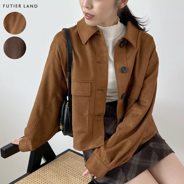 ゆるっとシルエットが今っぽい。スエードショートステンカラージャケット | futier land | 詳細画像1 