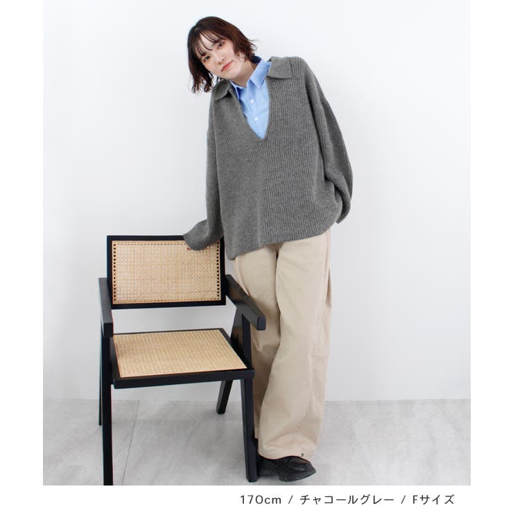 《ABYS》アルパカタッチ襟付きキーネックプルオーバー | futier land | 詳細画像7 