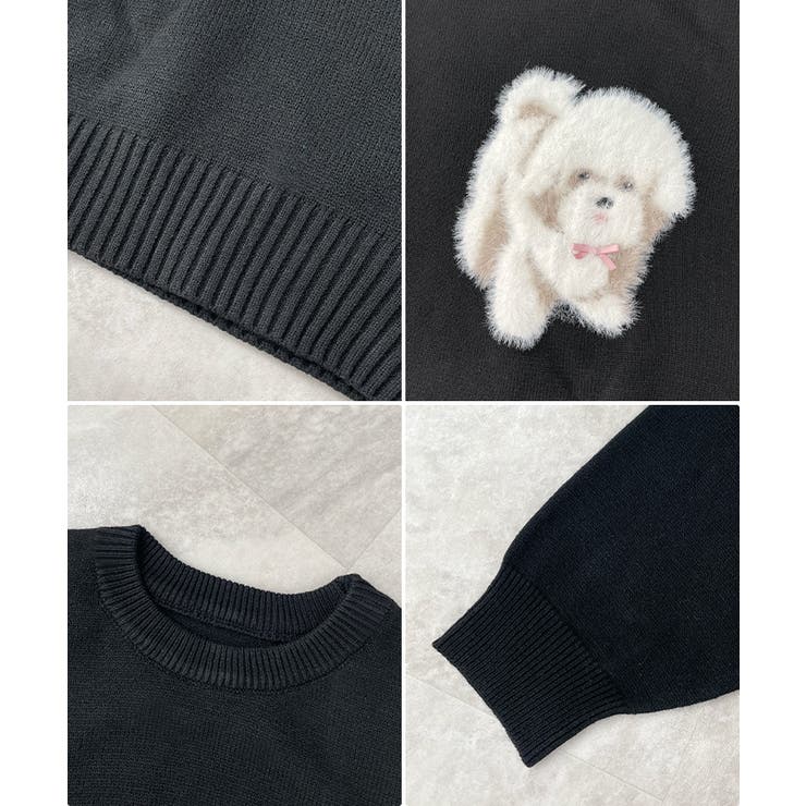 見るたび癒される。ふわふわフェザードッグニットトップス | futier land | 詳細画像9 