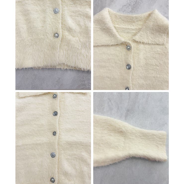 甘すぎない可愛さを纏う。ふわもこビジューボタンカーディガン | futier land | 詳細画像9 