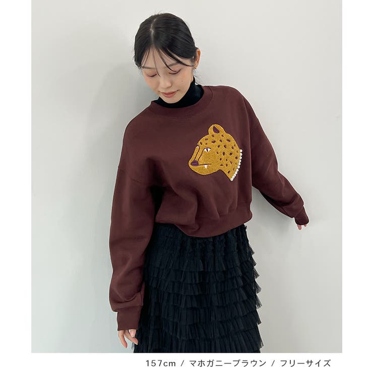 主役級レオパードで着映える。レオパード相良ショート丈スウェットトップス | futier land | 詳細画像6 