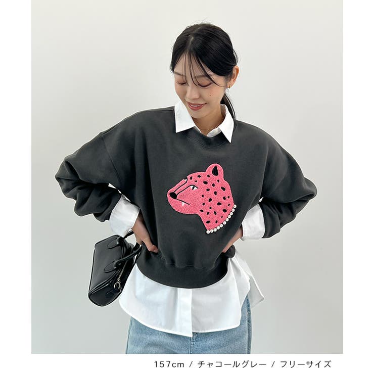 主役級レオパードで着映える。レオパード相良ショート丈スウェットトップス | futier land | 詳細画像7 