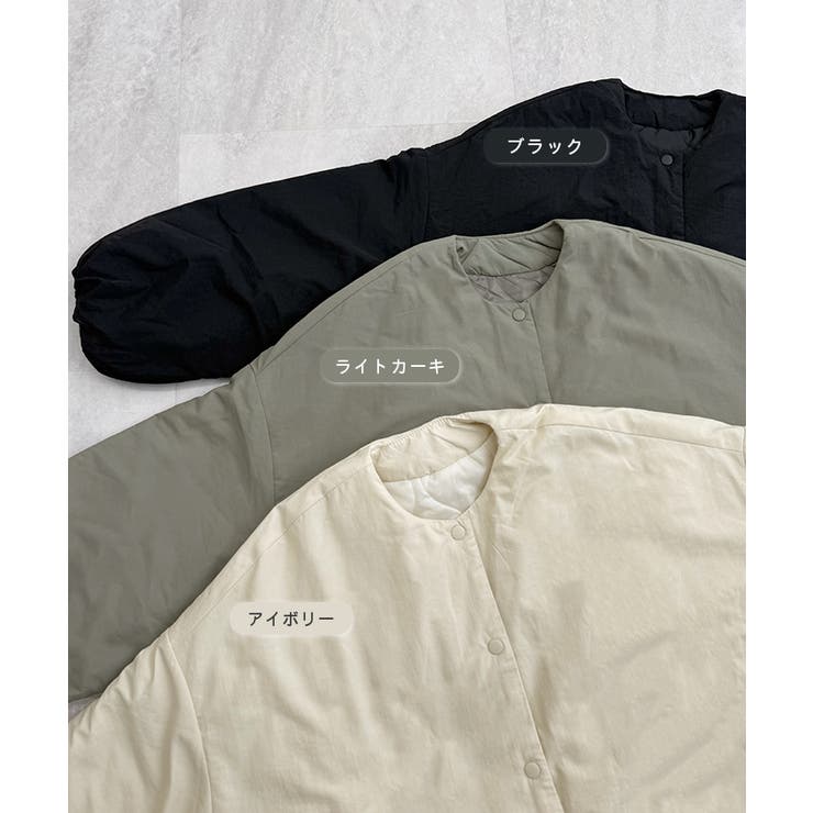 1枚で即こなれ感。サイドジップノーカラー中綿ジャケット | futier land | 詳細画像3 