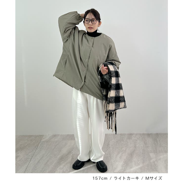 1枚で即こなれ感。サイドジップノーカラー中綿ジャケット | futier land | 詳細画像6 