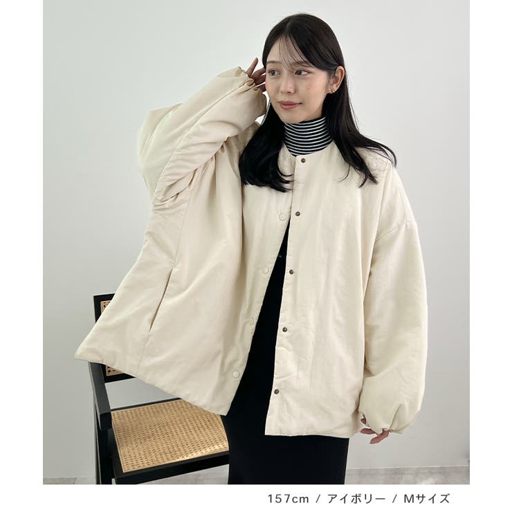 1枚で即こなれ感。サイドジップノーカラー中綿ジャケット | futier land | 詳細画像8 