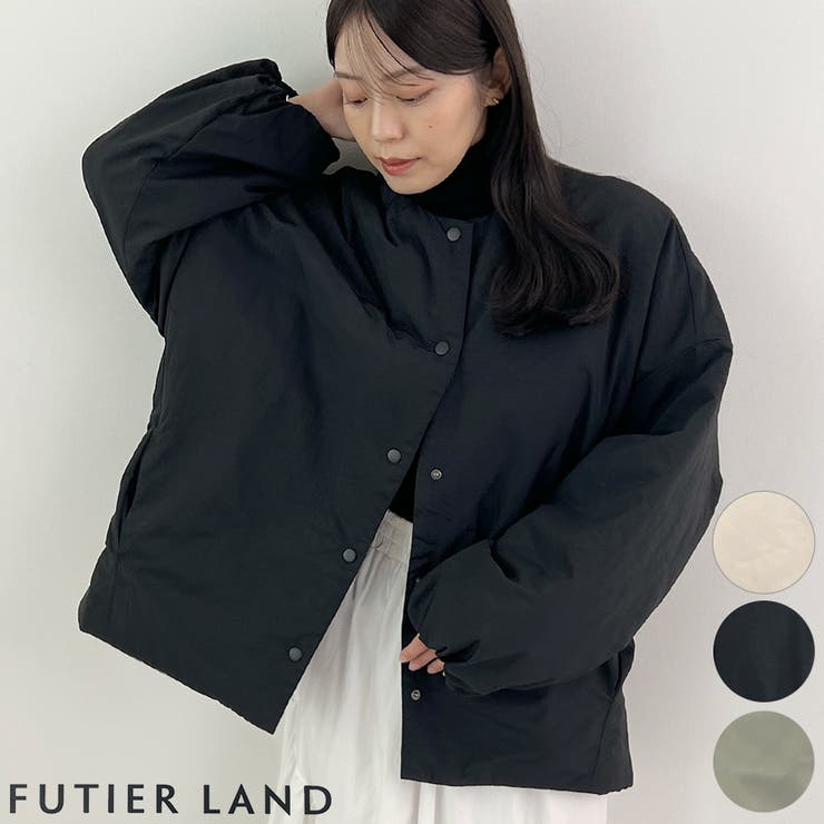 1枚で即こなれ感。サイドジップノーカラー中綿ジャケット | futier land | 詳細画像1 