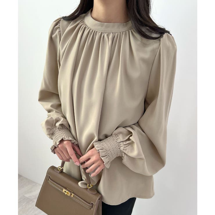 裏起毛あたたかい。ハイネックバルーンスリーブブラウス | futier land | 詳細画像11 