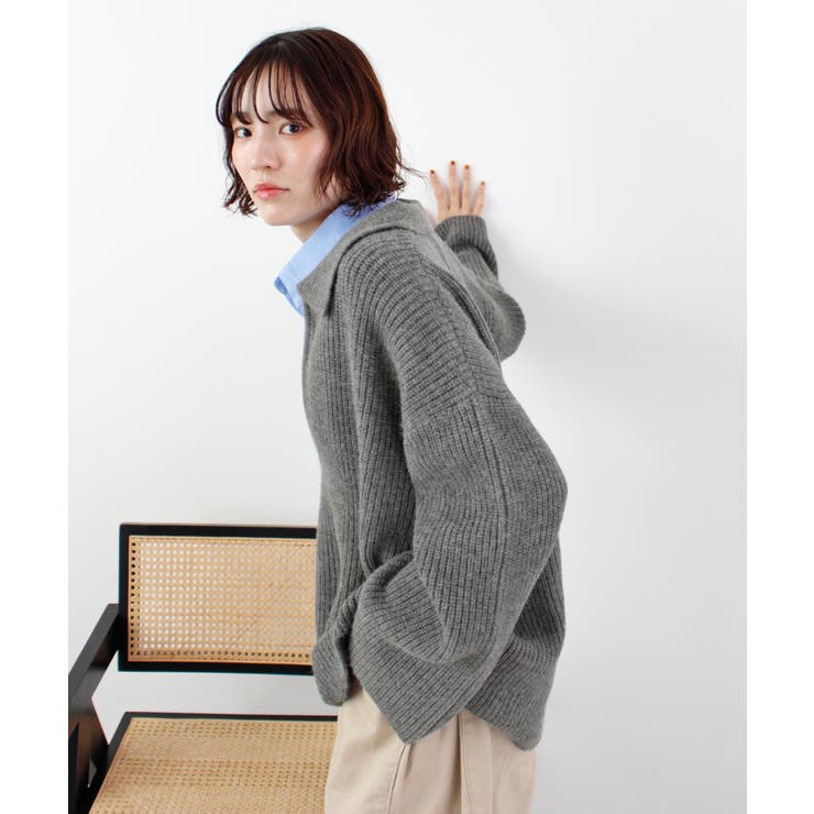 《ABYS》アルパカタッチ襟付きキーネックプルオーバー | futier land | 詳細画像25 