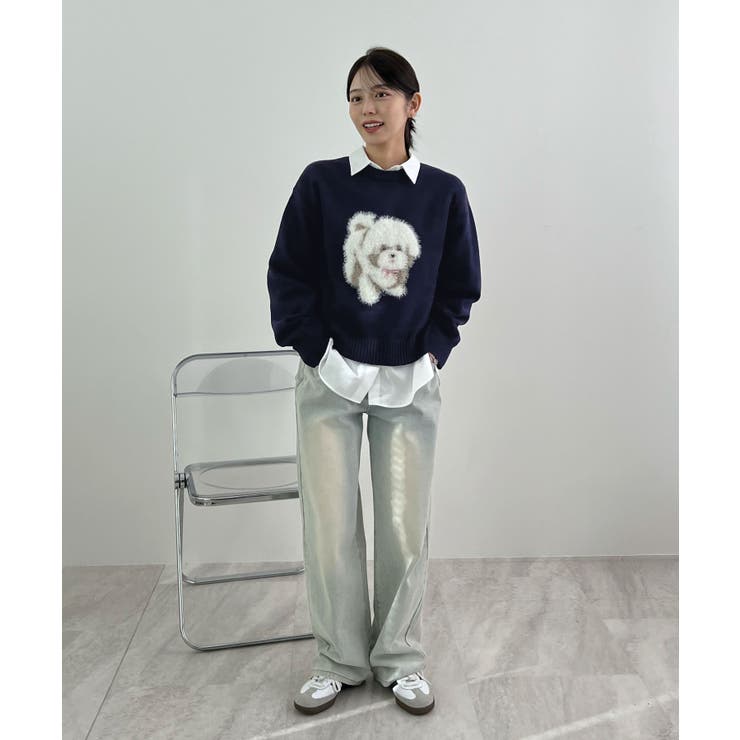 見るたび癒される。ふわふわフェザードッグニットトップス | futier land | 詳細画像28 