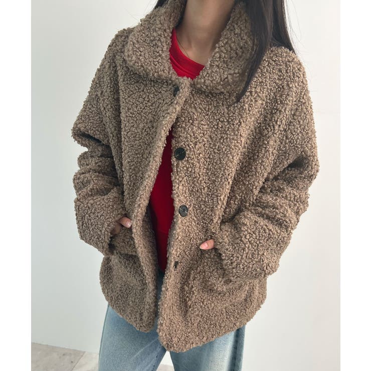 襟付きで品よくあったか。襟つきカーリーボアコート | futier land | 詳細画像10 