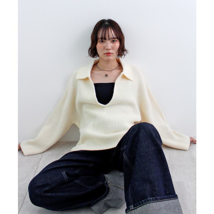 《ABYS》アルパカタッチ襟付きキーネックプルオーバー | futier land | 詳細画像37 