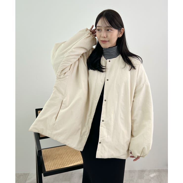 1枚で即こなれ感。サイドジップノーカラー中綿ジャケット | futier land | 詳細画像27 