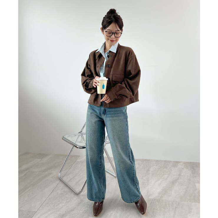 ゆるっとシルエットが今っぽい。スエードショートステンカラージャケット | futier land | 詳細画像18 