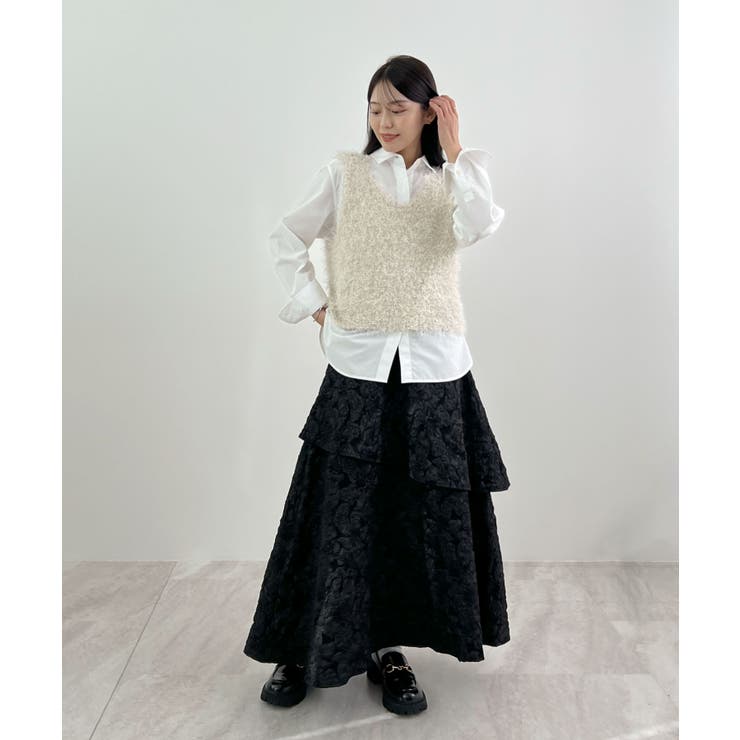 高級感漂う。ジャガードフラワーティアードスカート | futier land | 詳細画像14 