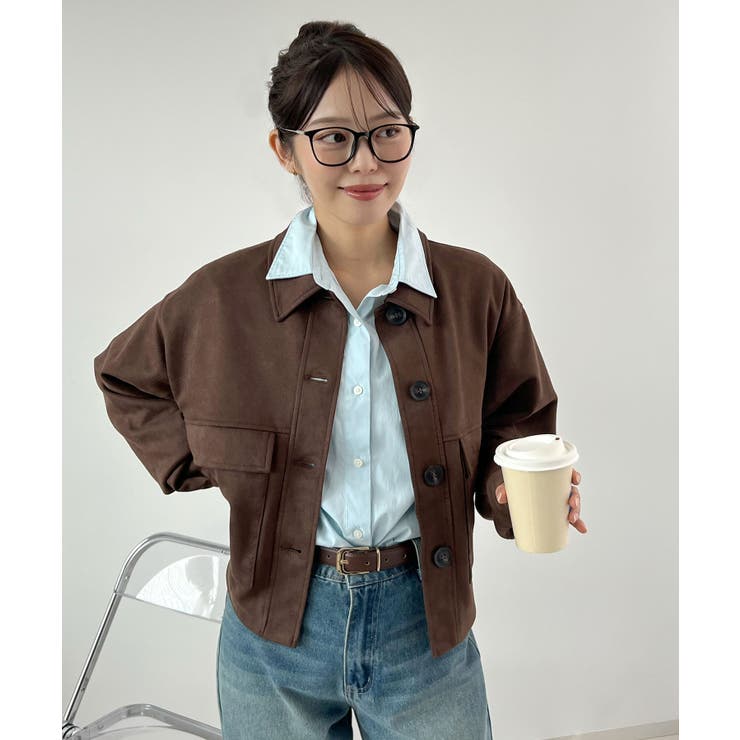ゆるっとシルエットが今っぽい。スエードショートステンカラージャケット | futier land | 詳細画像16 