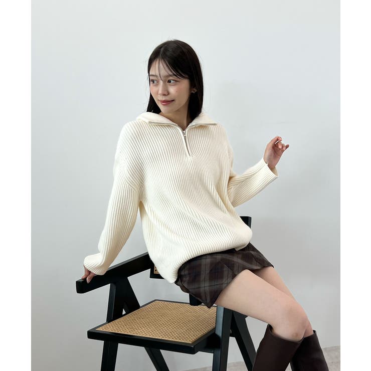 ジップで魅せるこなれニット。ハーフジップニットプルオーバー | futier land | 詳細画像18 