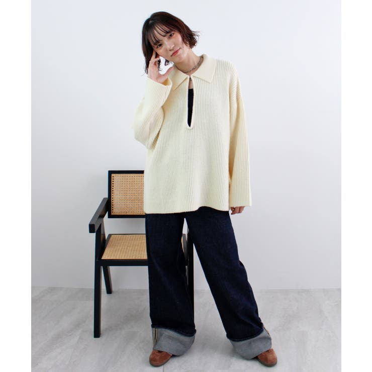 《ABYS》アルパカタッチ襟付きキーネックプルオーバー | futier land | 詳細画像29 