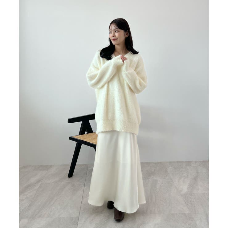 フワフワ抜け感あるVネック。モヘアタッチ裾リブシャギーニット | futier land | 詳細画像31 