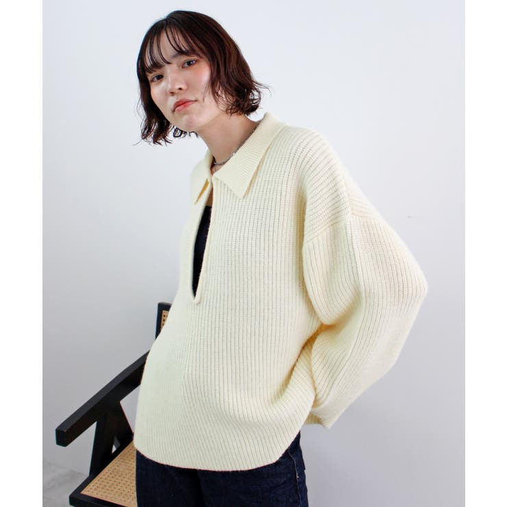 《ABYS》アルパカタッチ襟付きキーネックプルオーバー | futier land | 詳細画像30 