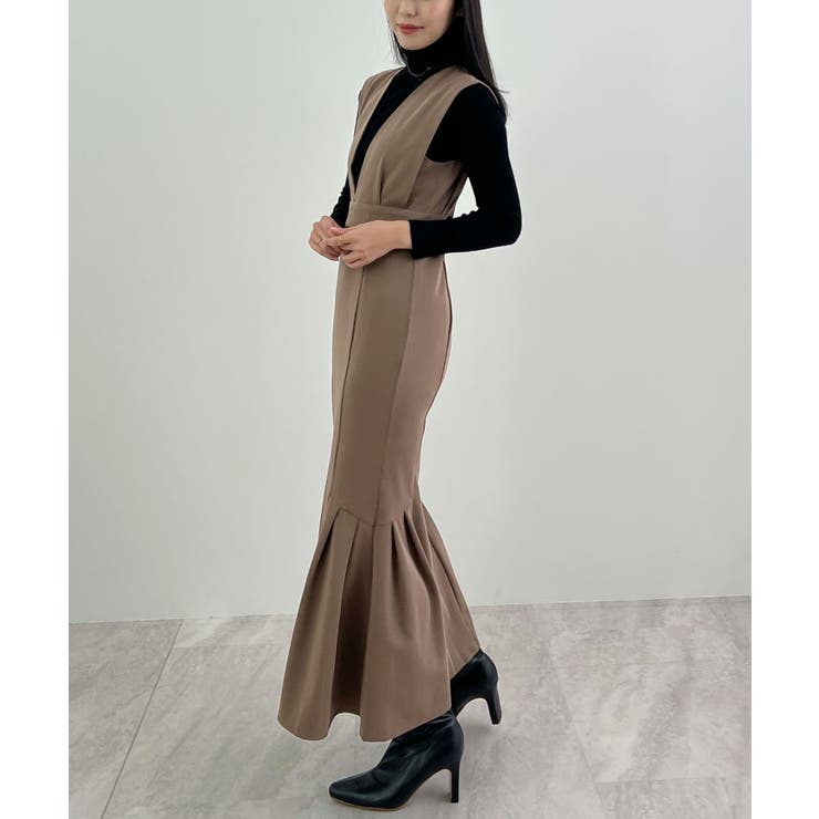 ブラウン | 抜かりない360度美シルエット。サイドタックマーメイドワンピース | futier land