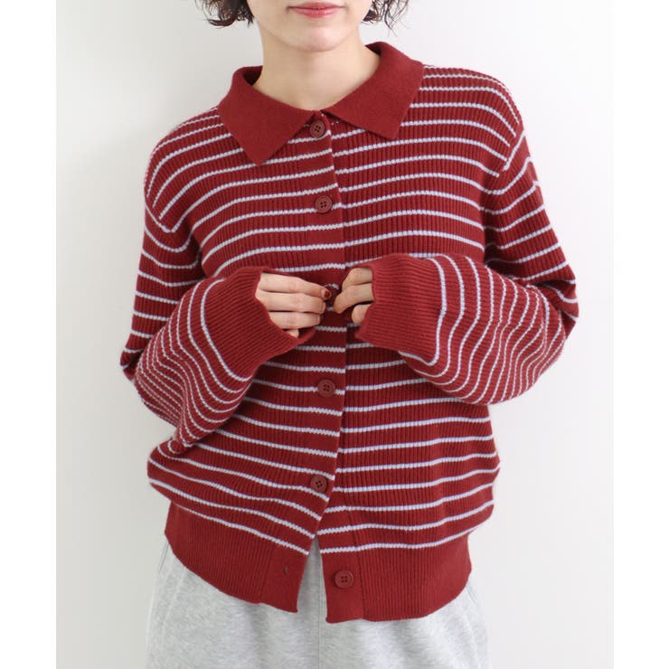 《ABYS》トレンド感ある配色。襟付きボーダーニット | futier land | 詳細画像15 