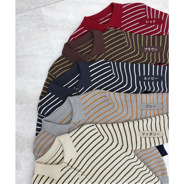 《ABYS》トレンド感ある配色。襟付きボーダーニット | futier land | 詳細画像3 