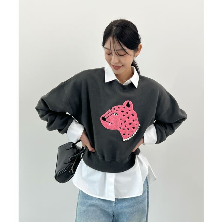 主役級レオパードで着映える。レオパード相良ショート丈スウェットトップス | futier land | 詳細画像14 