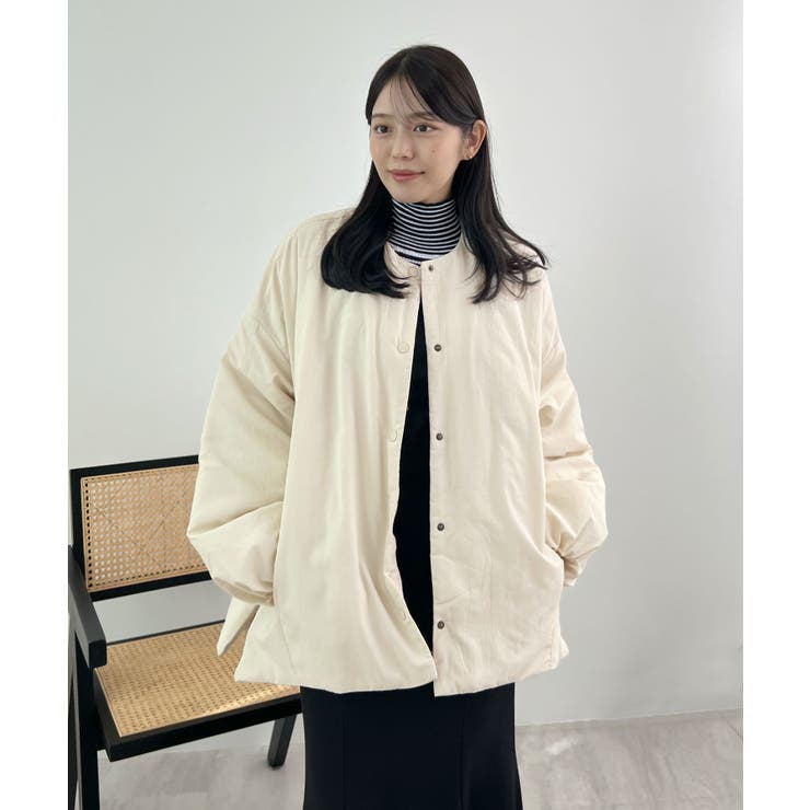 1枚で即こなれ感。サイドジップノーカラー中綿ジャケット | futier land | 詳細画像25 