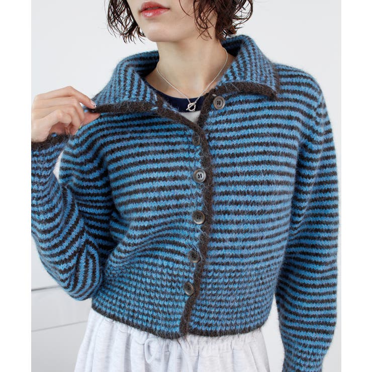 ブルー | 《ABYS》着こなし自在！配色ボーダーニットトップス | futier land