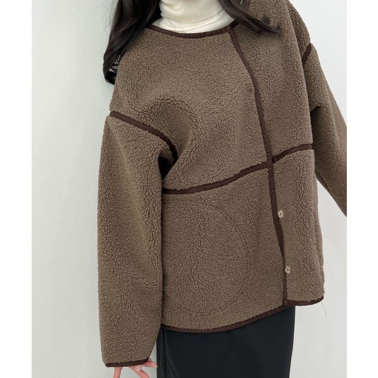 ブラウン | こなれ配色で差がつく。配色パイピングボアブルゾン | futier land