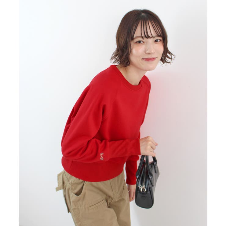 レッド | 《ABYS》ロゴ刺繍ショート丈トレーナー | futier land