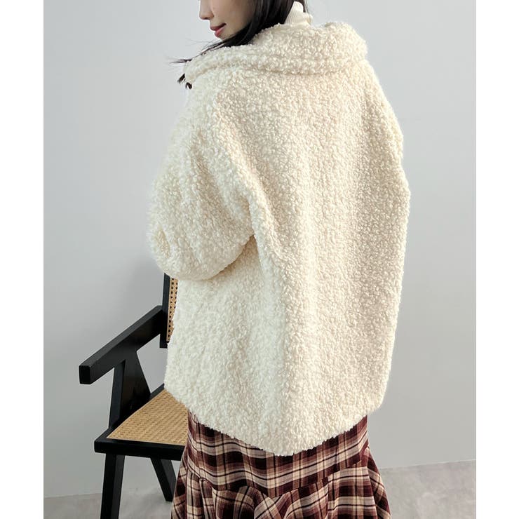 襟付きで品よくあったか。襟つきカーリーボアコート | futier land | 詳細画像20 