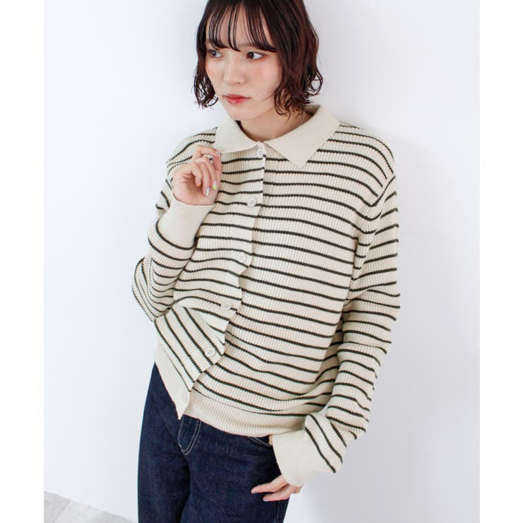 《ABYS》トレンド感ある配色。襟付きボーダーニット | futier land | 詳細画像35 