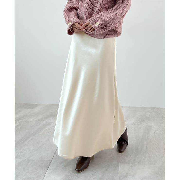 上品なツヤで洗練スタイルに。厚地サテンスカート | futier land | 詳細画像24 